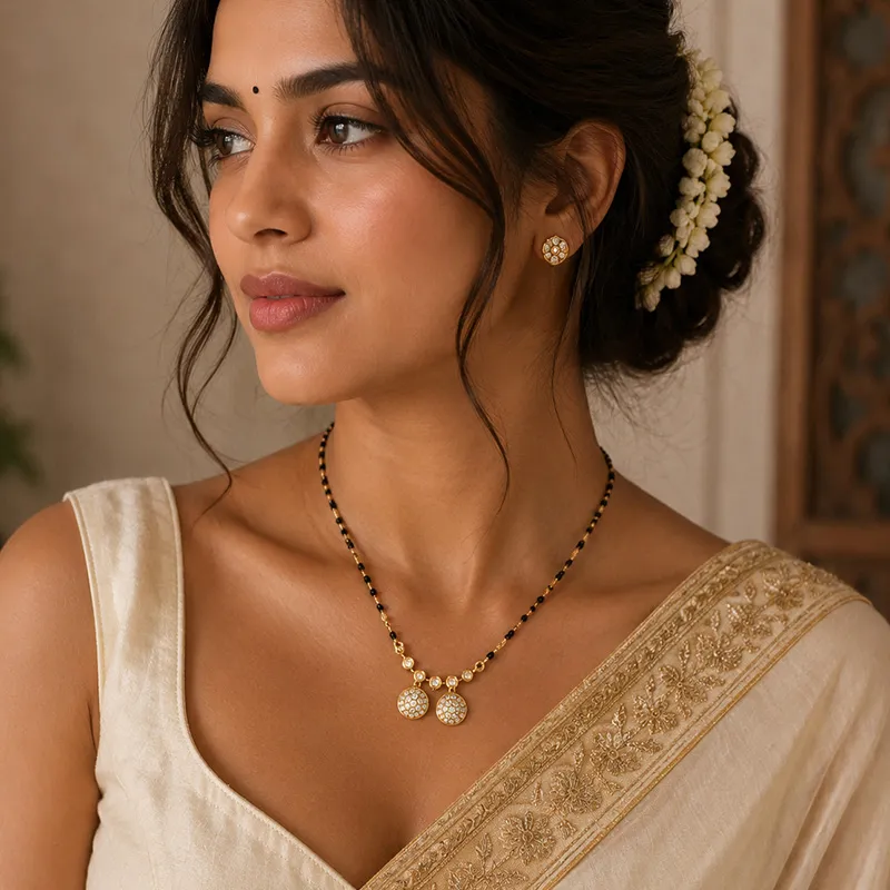 Modern Vati Mangalsutra in Gold and Diamonds