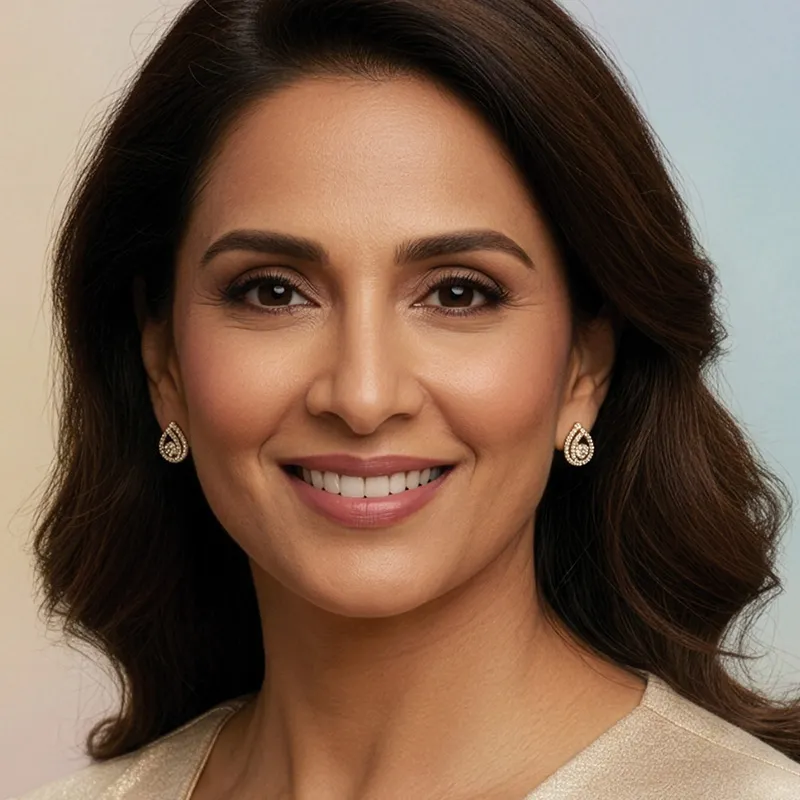 18K Gold Diamond Floral Teardrop Stud  Earrings