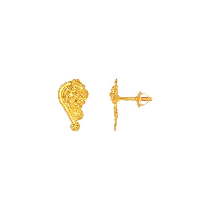 22k Yellow Gold Stud Teardrop Earrings