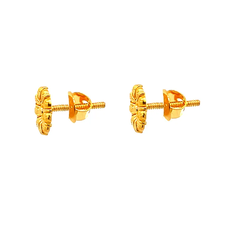 Petite Floral Gold Earrings Diameter 9mm