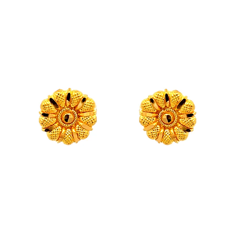 Petite Floral Gold Earrings Diameter 9mm