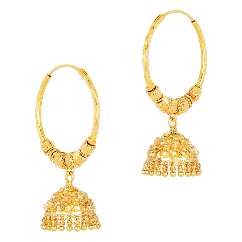 22k Gold Jhumka Earrings in Studded with Pearls, handcrafted using Tra-sgquangbinhtourist.com.vn