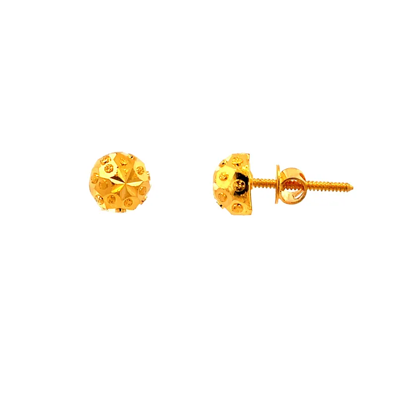 Elegant 22k Yellow Gold Classic Stud Earrings with Secure Screw Back Closure