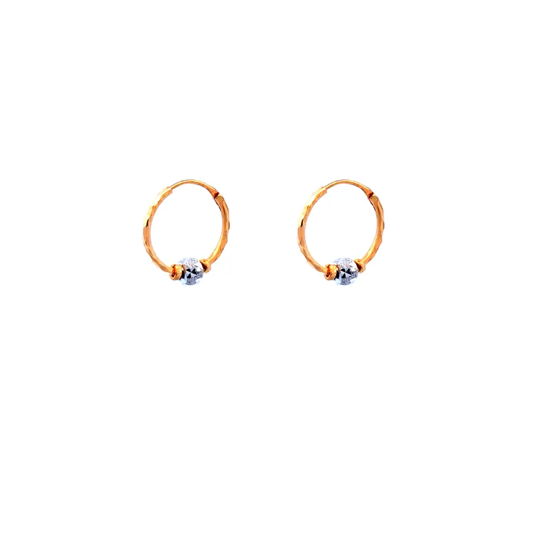 22K Gold Hoops with center bead design
