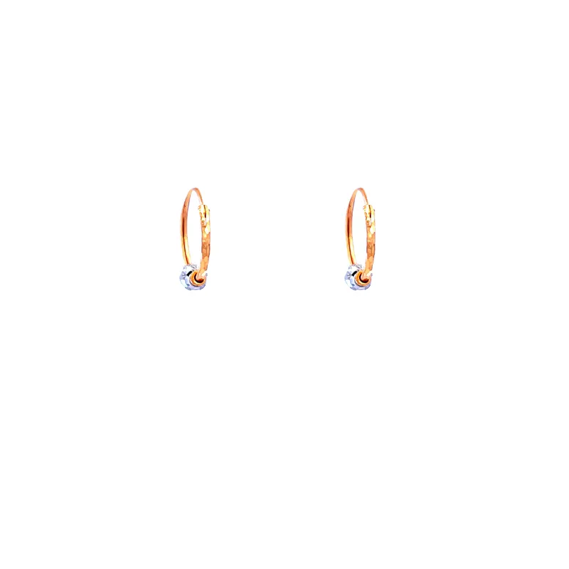 22K Gold Hoops with center bead design