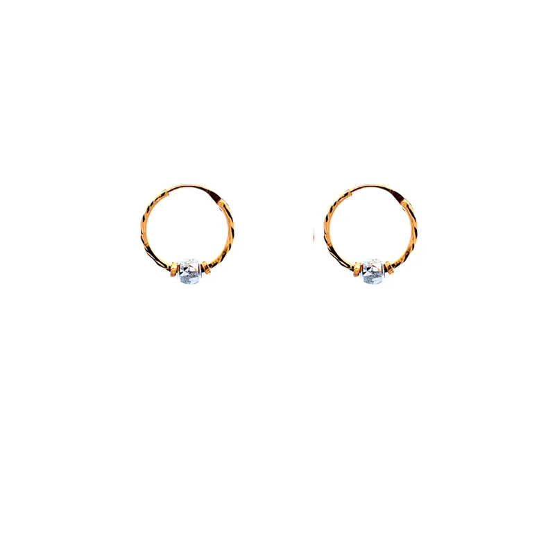 22K Gold Hoops with center bead design