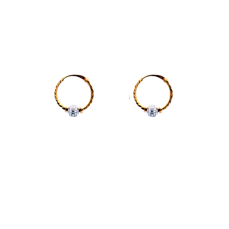 22K Gold Hoops with center bead design