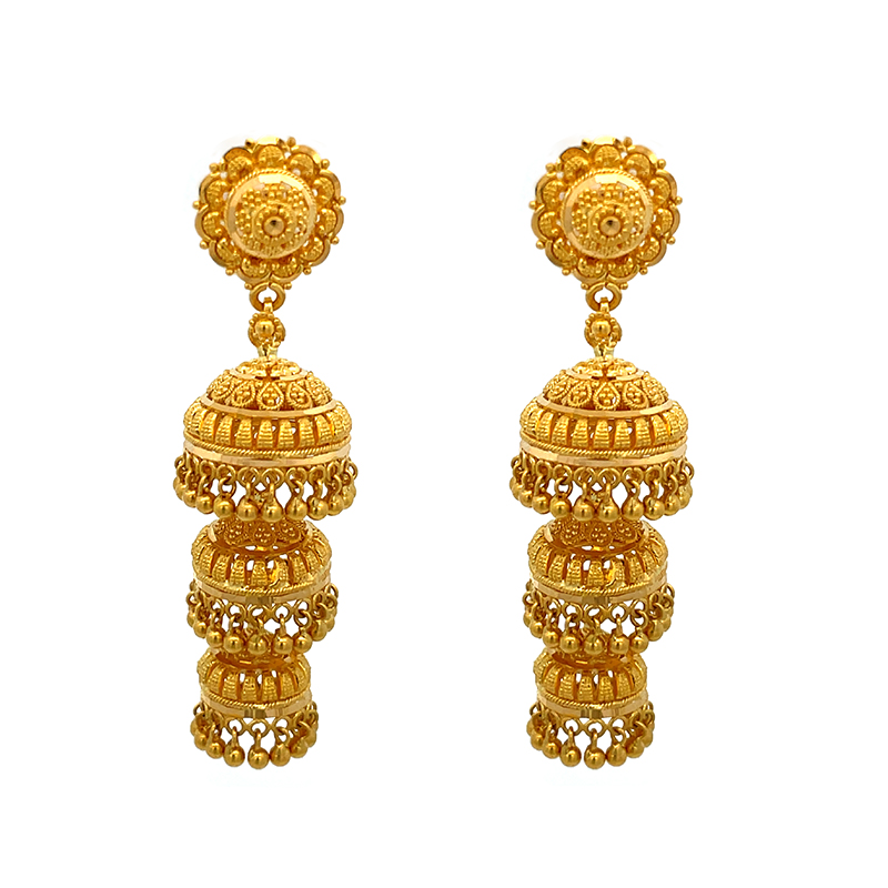 Cascading Gold Earrings - Jhumkas