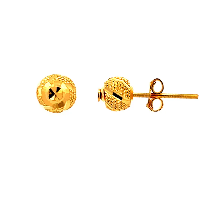 Elegant 22k Yellow Gold Classic Stud Earrings with Secure Push Back Closure
