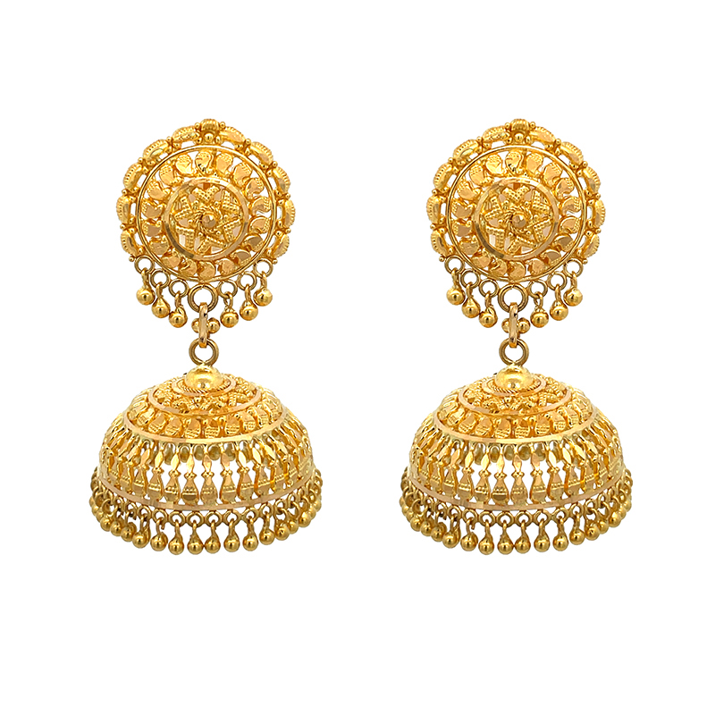 Traditional Gold Jhumka with Cascading Bells