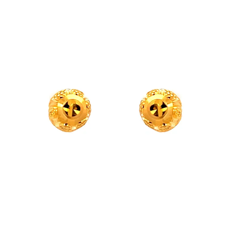 Beautiful 22K Yellow Gold Classic Stud Earrings with Secure Push Backs