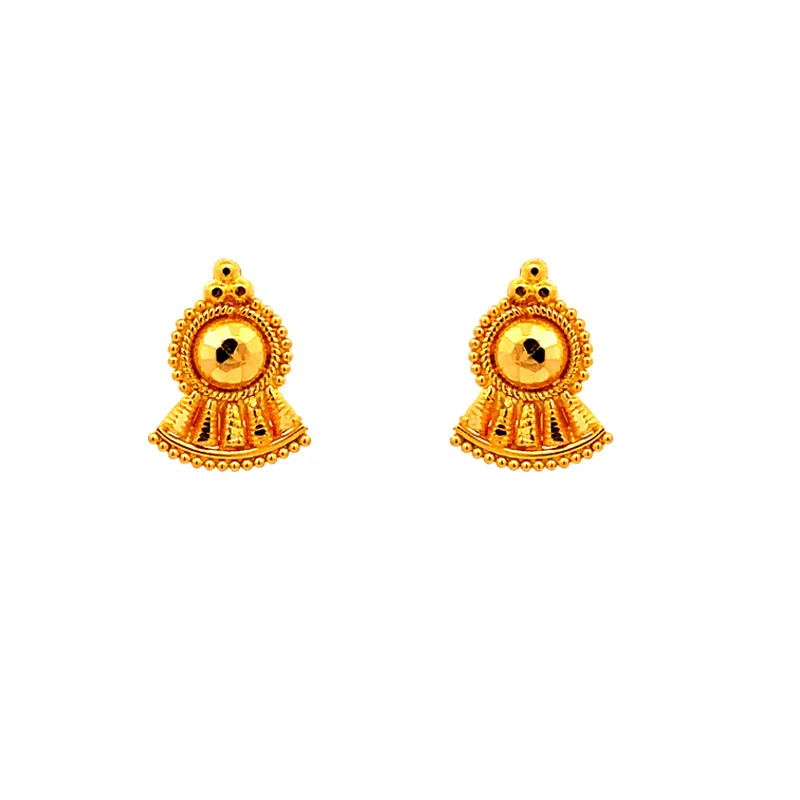 Elegant 22K Yellow Gold Stud Earrings with Secure Screw Back Closure