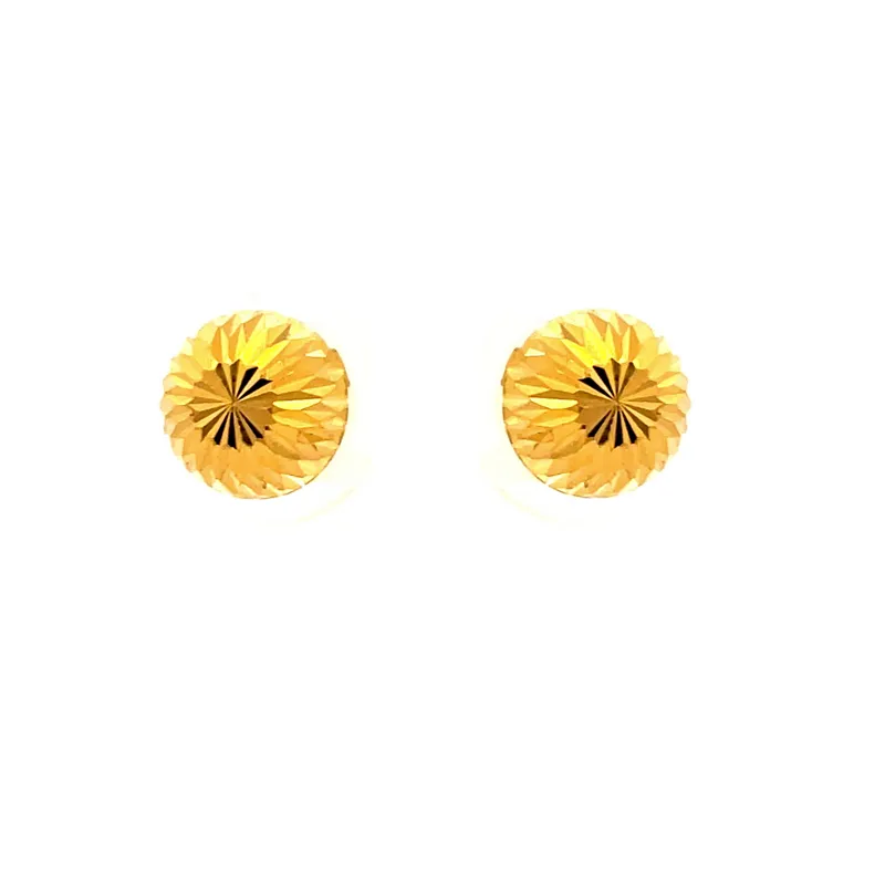 Classic Round dome Stud Earrings in 22K Gold with screw back