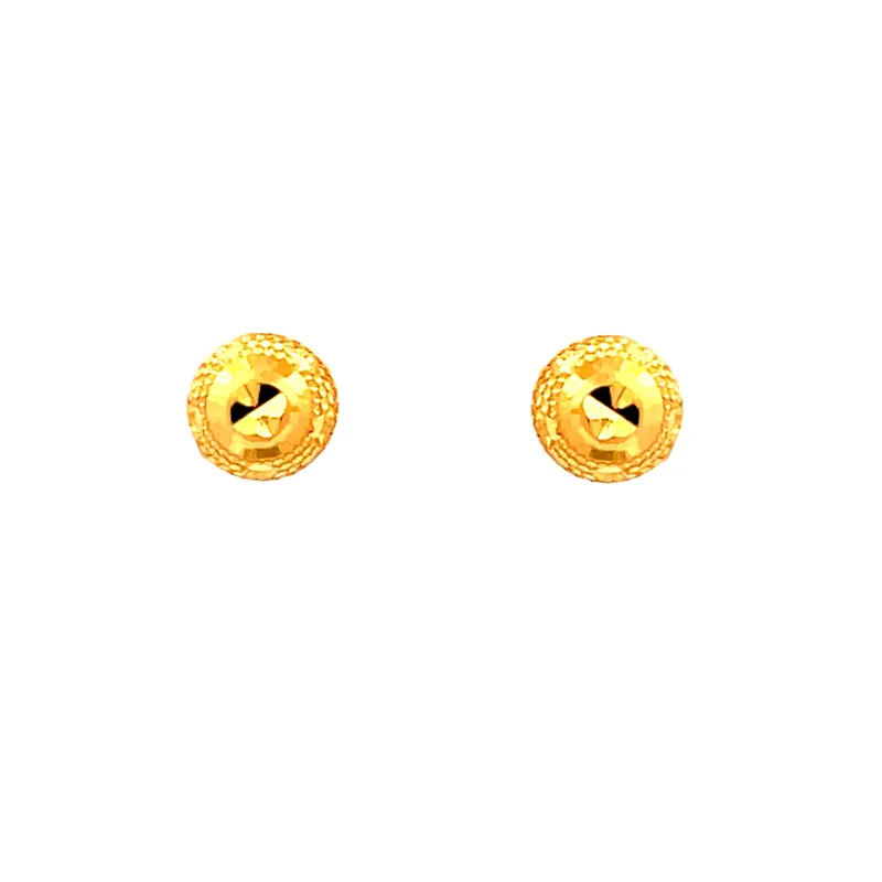 Classic 22k Yellow Gold Stud Earrings with Secure Push Back Closure