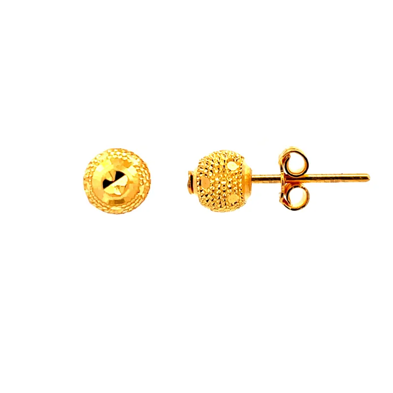 Classic 22k Yellow Gold Stud Earrings with Secure Push Back Closure