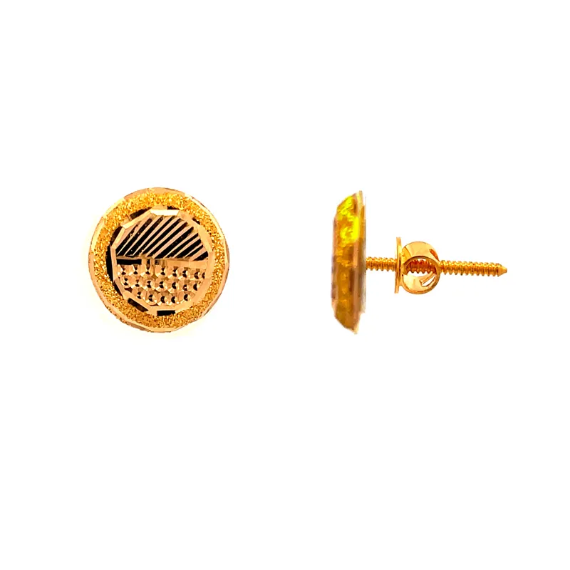 Elegant 22k Yellow Gold Round Stud Screw Back Earrings for Everyday Wear