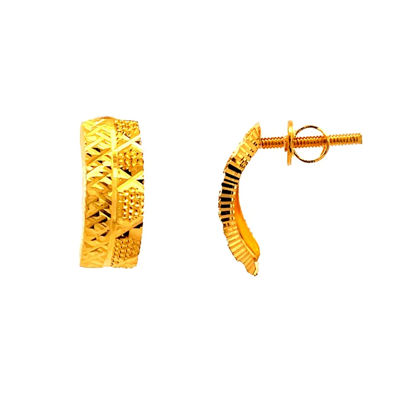 Elegant 22k Yellow Gold Stud Earrings with Secure Screw Back Closure for Everyday Wear