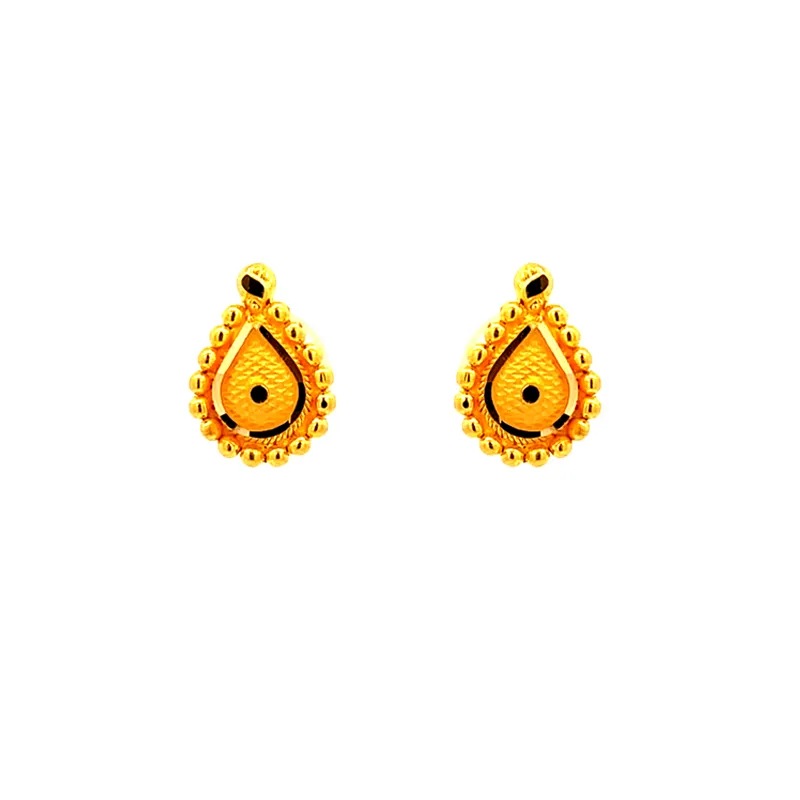 Elegant 22K Yellow Gold Pear Drop Stud Earrings with Secure Screw Back