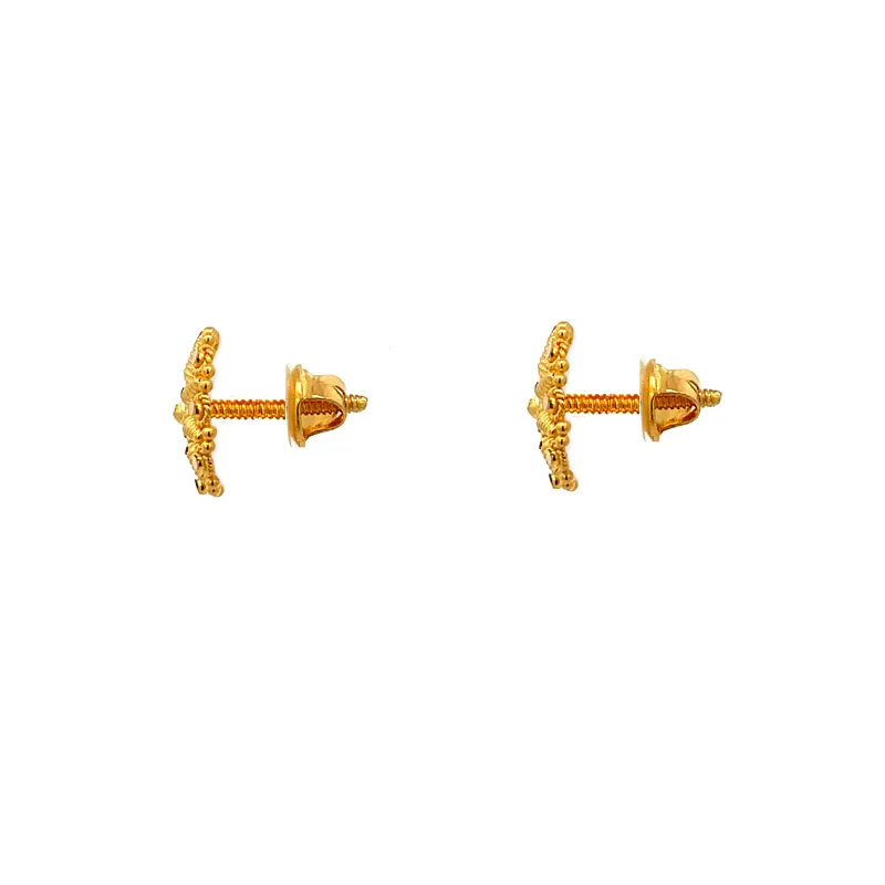 Elegant Starburst Gold Stud Earrings, Diameter 10 mm