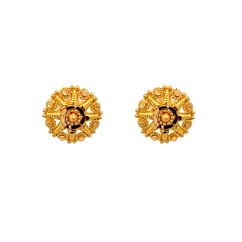 Elegant Starburst Gold Stud Earrings, Diameter 10 mm