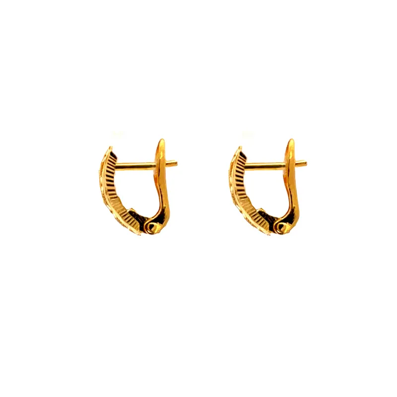 22K Gold Hoops Earrings with Clip-on back, Length - 14 mm