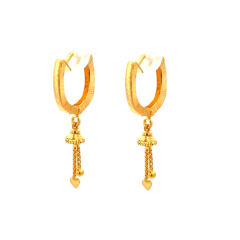 22K Gold Clip type Bali Earrings ER 268