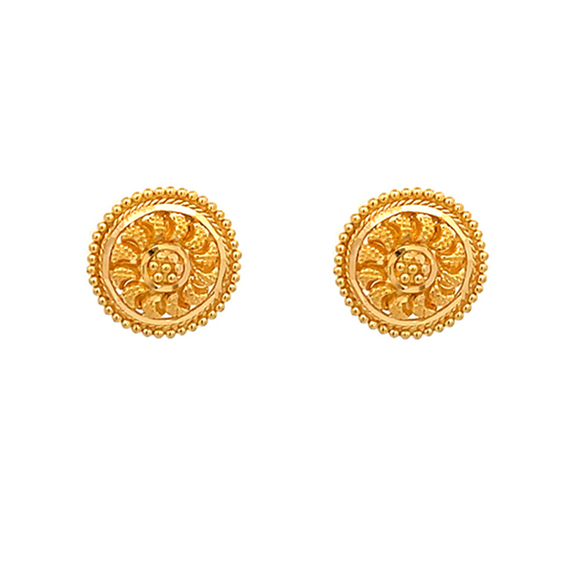 Golden Medallion Earrings, Studs
