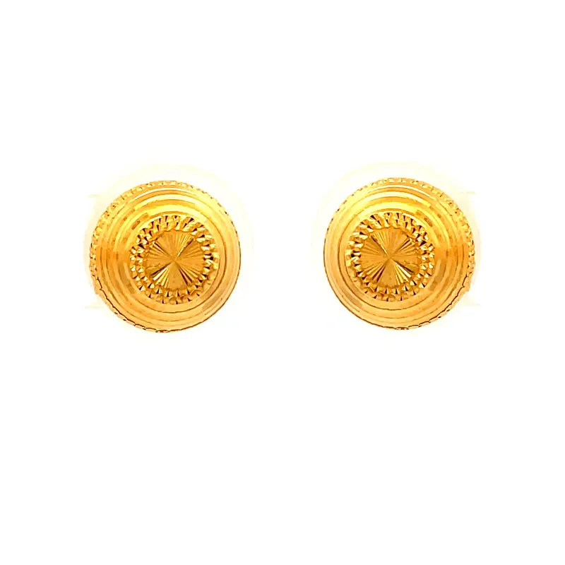 Classic 22k Yellow Gold Round Stud Earrings with Secure Screw Backs for Everyday Elegance