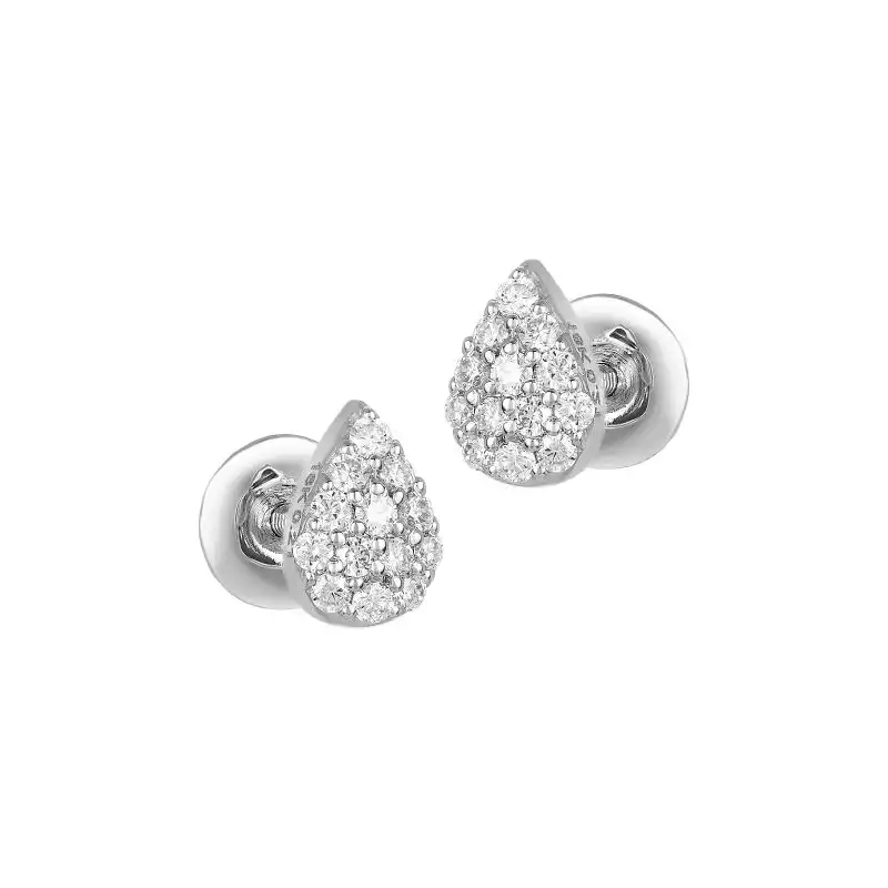 18K White Gold Diamond Teardrop Stud Earrings ER 2788 01