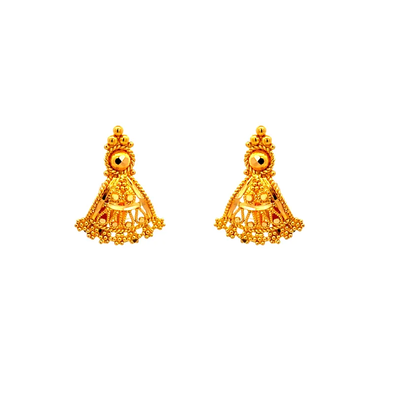 Elegant 22k yellow gold stud earrings with secure screw back closure for everyday beauty