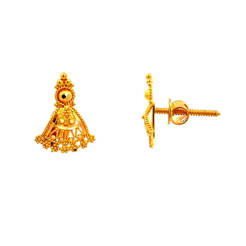 Elegant 22k yellow gold stud earrings with secure screw back closure for everyday beauty