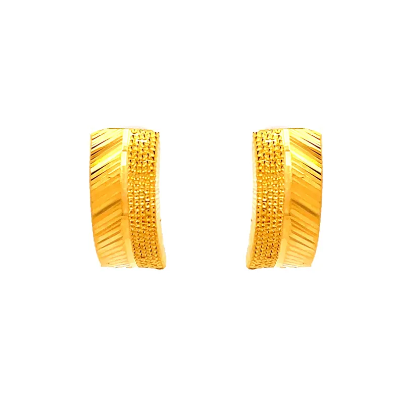 22k yellow gold classic stud earrings with secure screw back closure