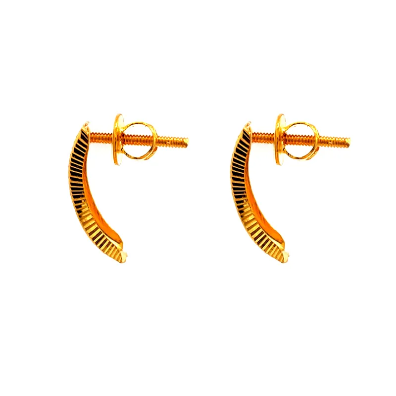 22k yellow gold classic stud earrings with secure screw back closure