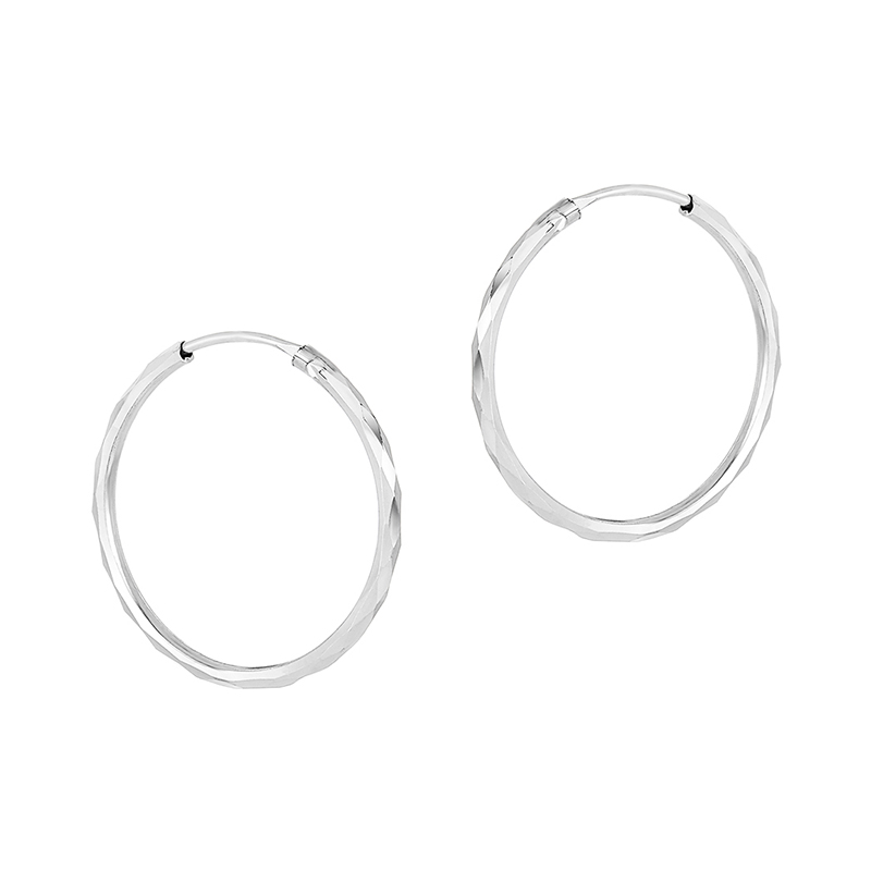 18K White Gold Hoop Earrings