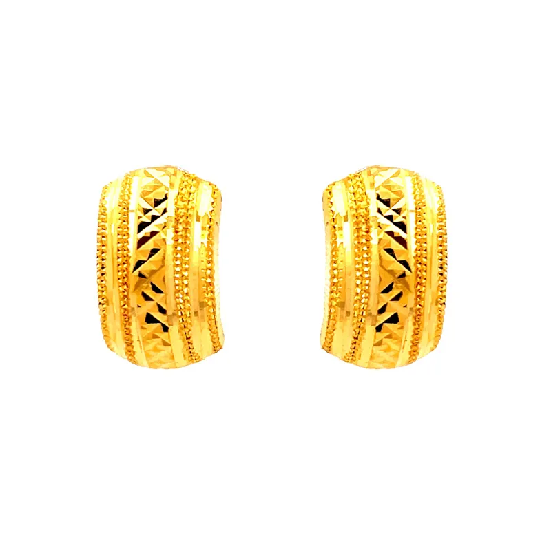 Classic 22k Yellow Gold Stud Earrings with Secure Screw Back Closure