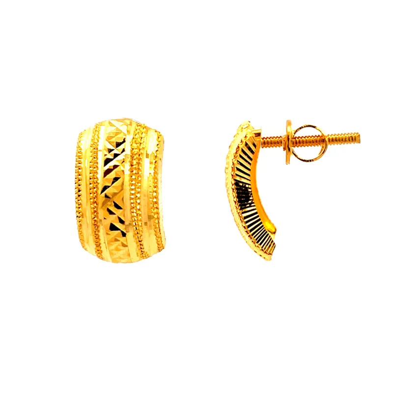 Classic 22k Yellow Gold Stud Earrings with Secure Screw Back Closure