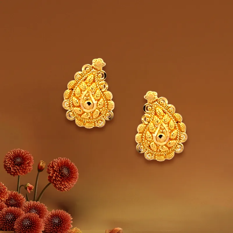 Elegant 22k Yellow Gold Stud Earrings for Everyday Wear and Special Occasions