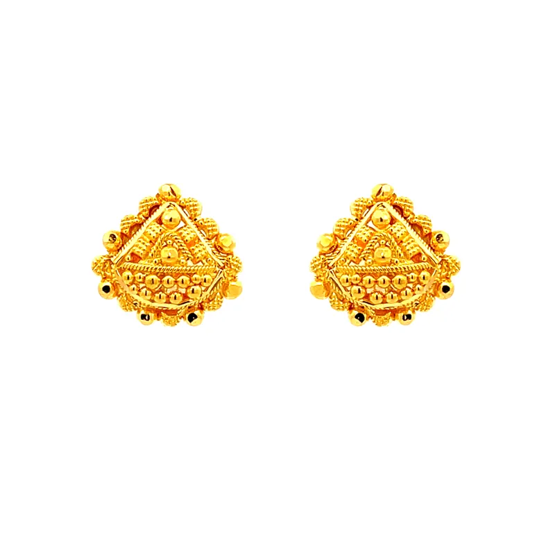 Elegant Gold Stud Earrings, length 12 mm