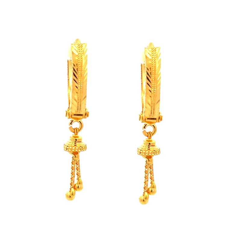 22K Gold Clip type (Bali) Earrings