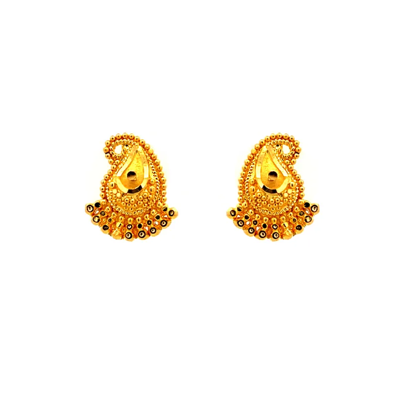 Elegant 22k Yellow Gold Drop Shaped Stud Earrings with Secure Screw Back Closure