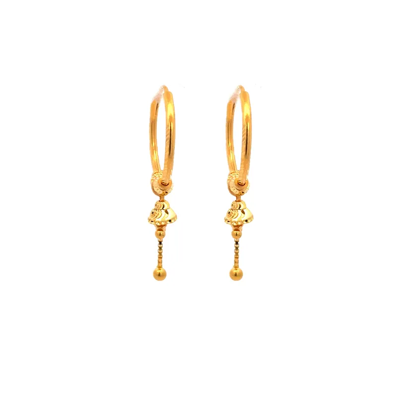 Gold Hoop Earrings with Bells - 20 mm
