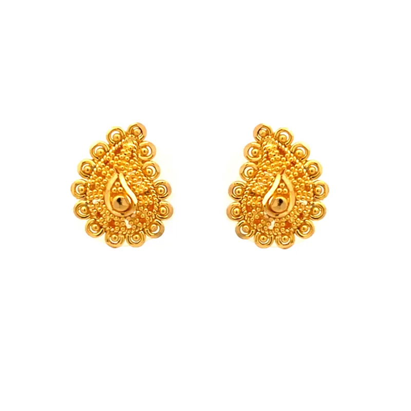 Elegant 22k Yellow Gold Stud Earrings Timeless Classic Design Everyday Wear