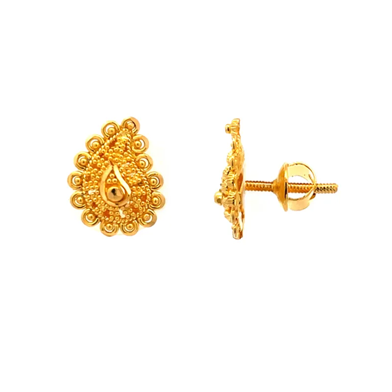 Elegant 22k Yellow Gold Stud Earrings Timeless Classic Design Everyday Wear