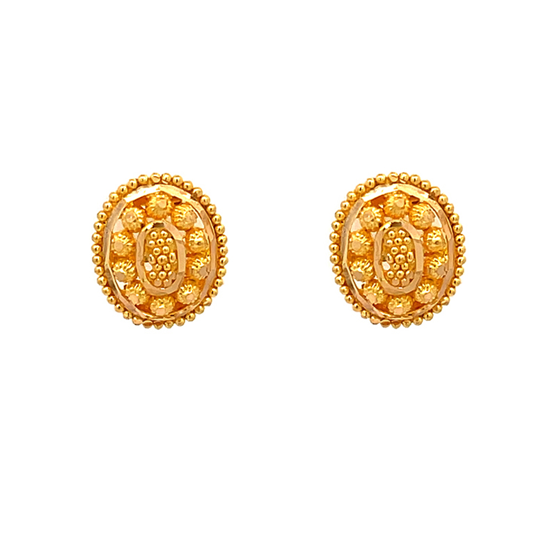 Elegant 22K Gold Stud Earrings - Oval