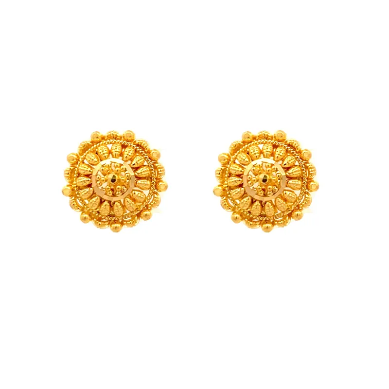 Beautiful 22k Yellow Gold Round Stud Earrings for Everyday Elegance and Special Occasions