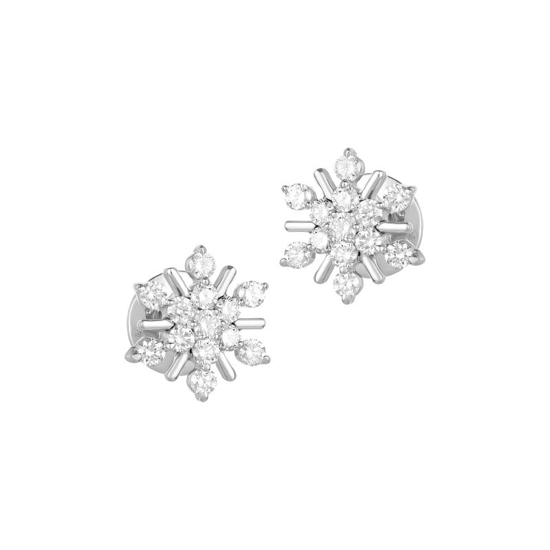 Diamond Snowflake Stud Earrings 1 ct tw Round 14K White Gold | Jared