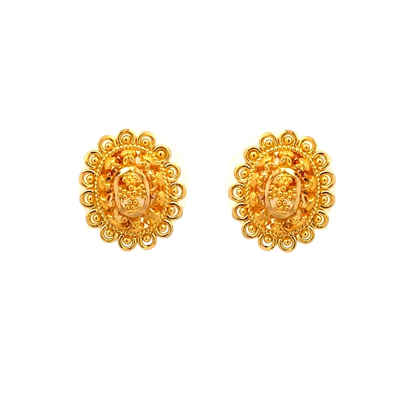 Elegant 22k Yellow Gold Oval Stud Earrings for Timeless Sophistication