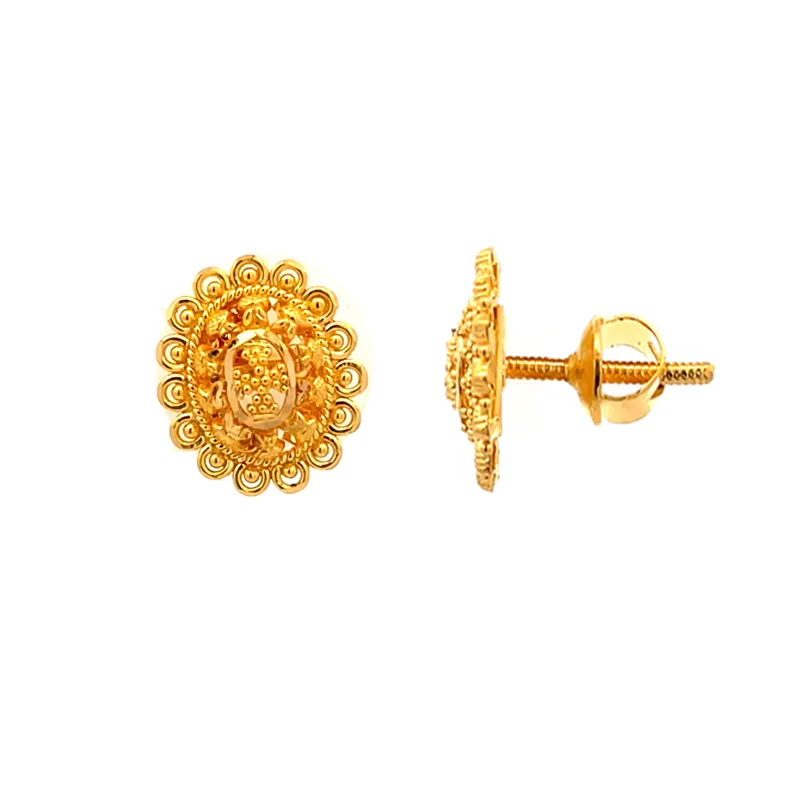 Elegant 22k Yellow Gold Oval Stud Earrings for Timeless Sophistication