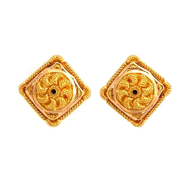 Elegant 22k Yellow Gold Square Shaped Stud Earrings for Everyday Wear