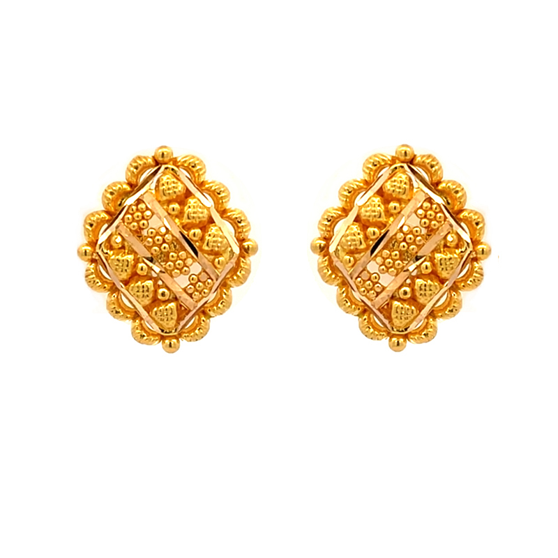 22k Yellow Gold Stud Earrings Lightweight and Elegant for Everyday Wear